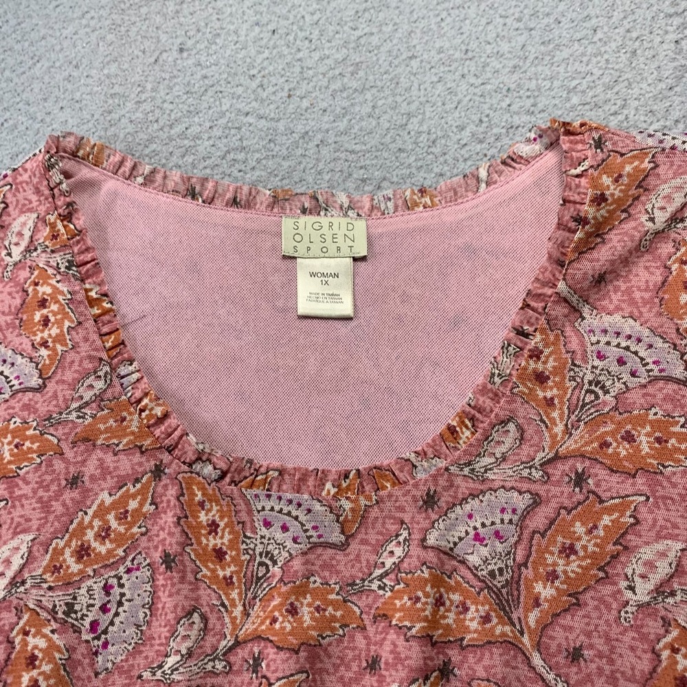 SIGRID OLSEN Blouse Womens 1X Top Paisley Pink - Picture 6 of 8